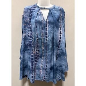 Umgee Bohemian tie dye a line dress with key hole size Small Bell Sleeves